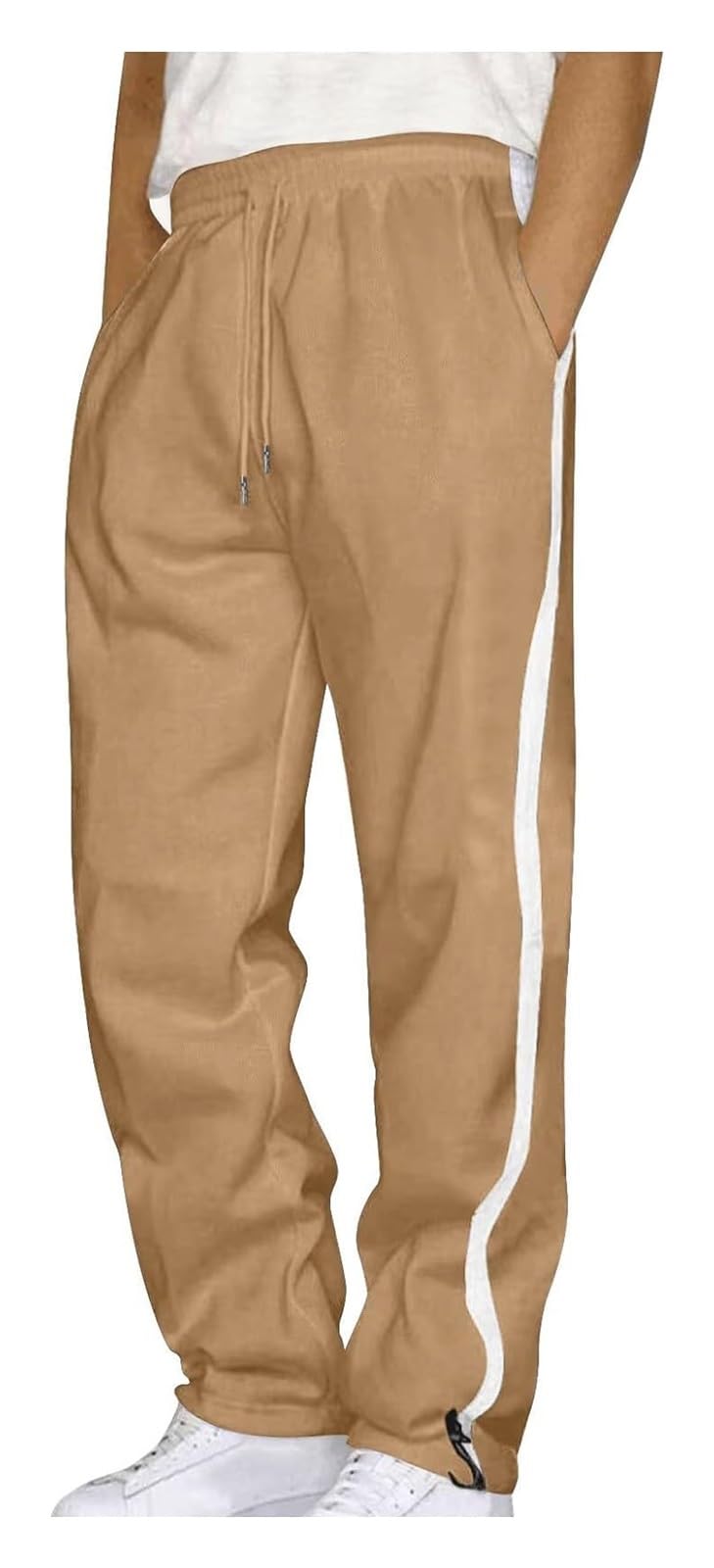 Jogginghosen Sportkleidung Sweathose Sport Hose Herren Langgröße Fitness Sweat Hosen Herren Elastischer Bund Mit Kordelzug Hose Taschen Frühling Warme Jogginghose(Khaki,S)