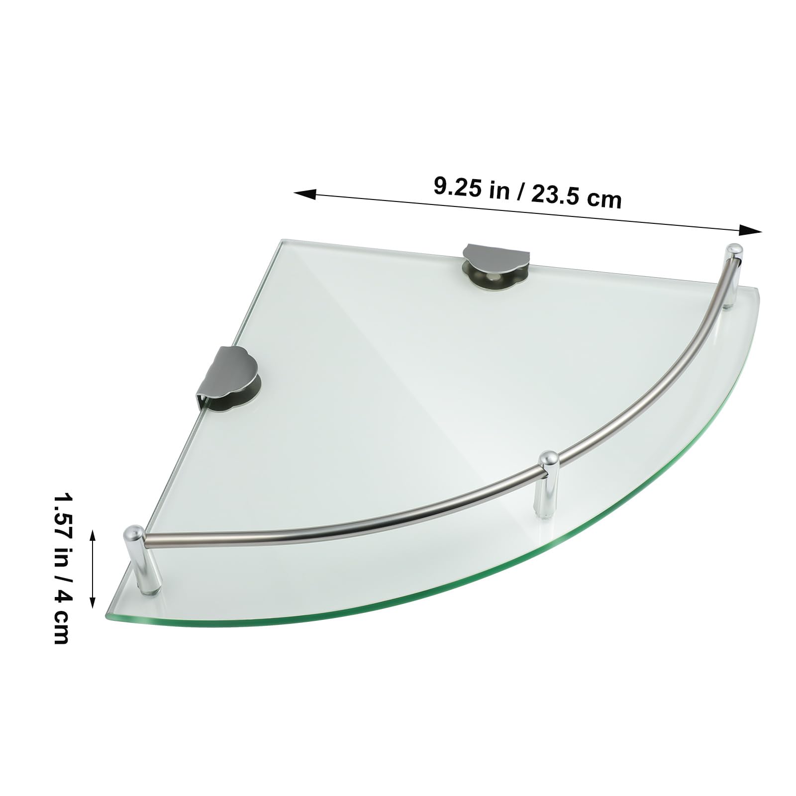 Amosfun 2pcs Glass Corner Shelf, 24x24cm Wall Mounted Shower Shelves with Rail - Image 3