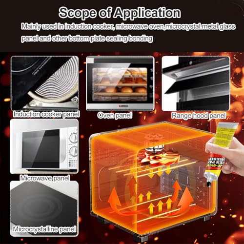 Hochtemperaturkleber,Ofenschnurkleber,100ML Hitzebeständiger KleberS,Kleber Hitzebeständig,Schnell Aushärtend,Feuerfestes Silikon,für Backöfen,Elektroherde,Herdplatten