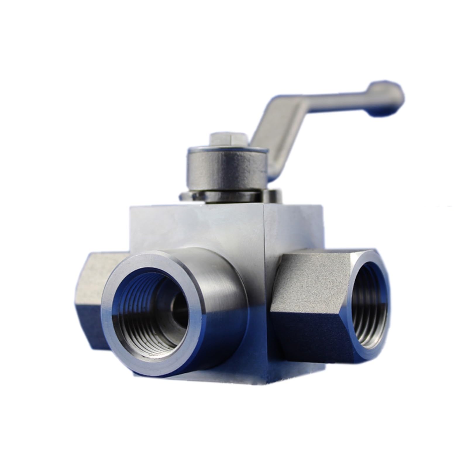Vanne à Sphère, Vanne à Boisseau sphérique 1/4 "3/8" 1/2 "3/4" 1 "Haute Pression 3 Voies en Acier Inoxydable Type L vanne à Boisseau sphérique hydraulique Haute Pression(1/2")