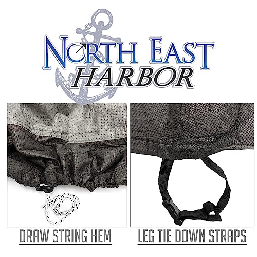 Neh Rectangular / Oval Patio Table And Chair Set Outdoor Furniture Storage Cover - 140"L X 80"W X 32"H - Breathable Material, Sunray Protected, And Weather Resistant - Gray With Black Hem #TOP2