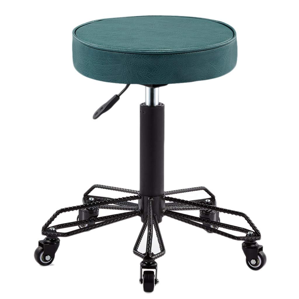 Stołek fryzjerski, specjalny stołek koła pasowego do salonów kosmetycznych, fryzjerstwo fryzjerskie, manicure, stołek do cięcia włosów Stołek piękności (Color : Green-B)