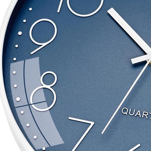 Image of TEKCOOL Plastic Digital Wall Clock 12 inch Silent Quartz Decorative Non-Ticking Classic Clock Battery Operated Round Easy to Read for Room /Home /Kitchen /Bedroom /Office /School- (Cerulean);