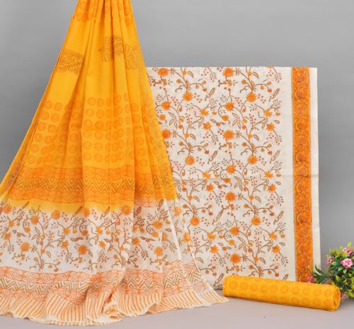 Image of NISHIRE Women's Cotton Printed Unstitched Salwar Suit Dress Material With Dupatta