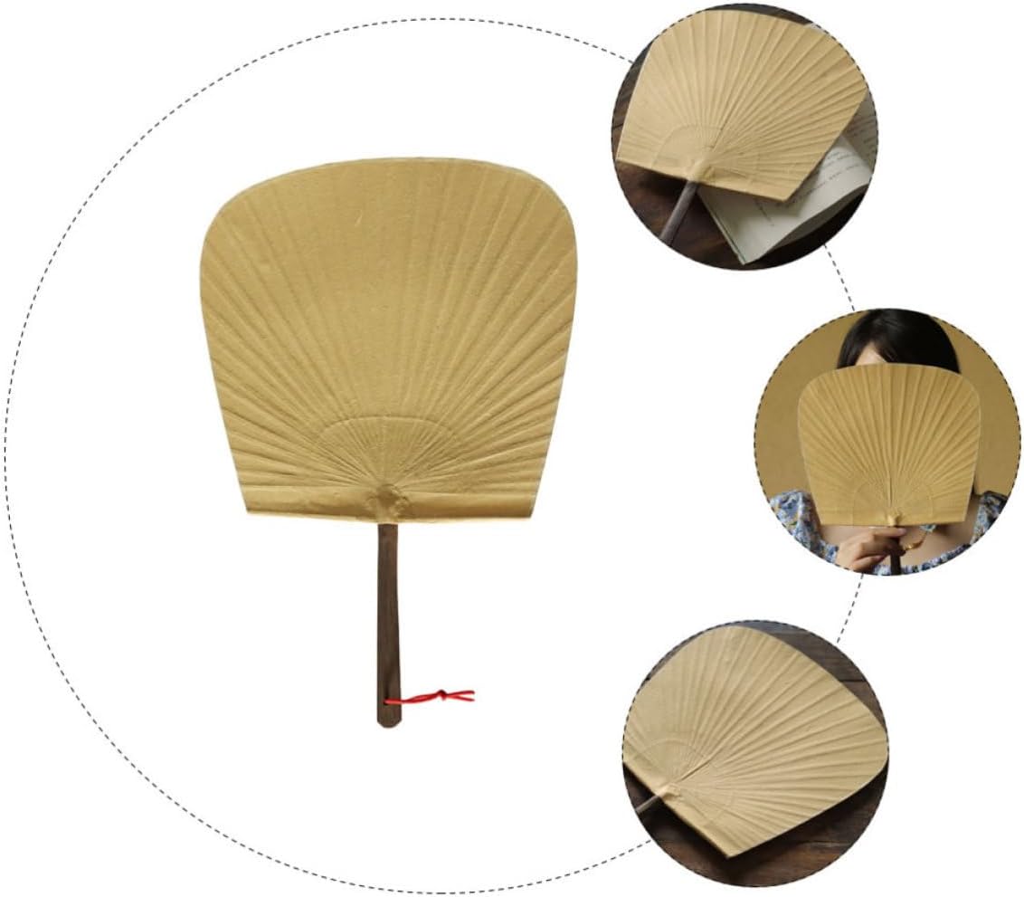 Japanese Handmade Fan for Decor Retro Paper Fan with Golden Frame for DIY Projects and Home Decoration