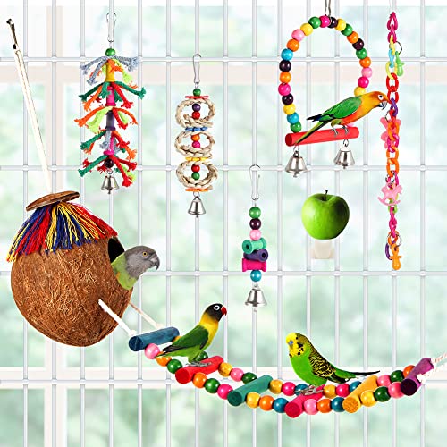 image for YIXUND Bird Toys Bird Parakeet Swing Chewing Hanging Toys Climbing Lad