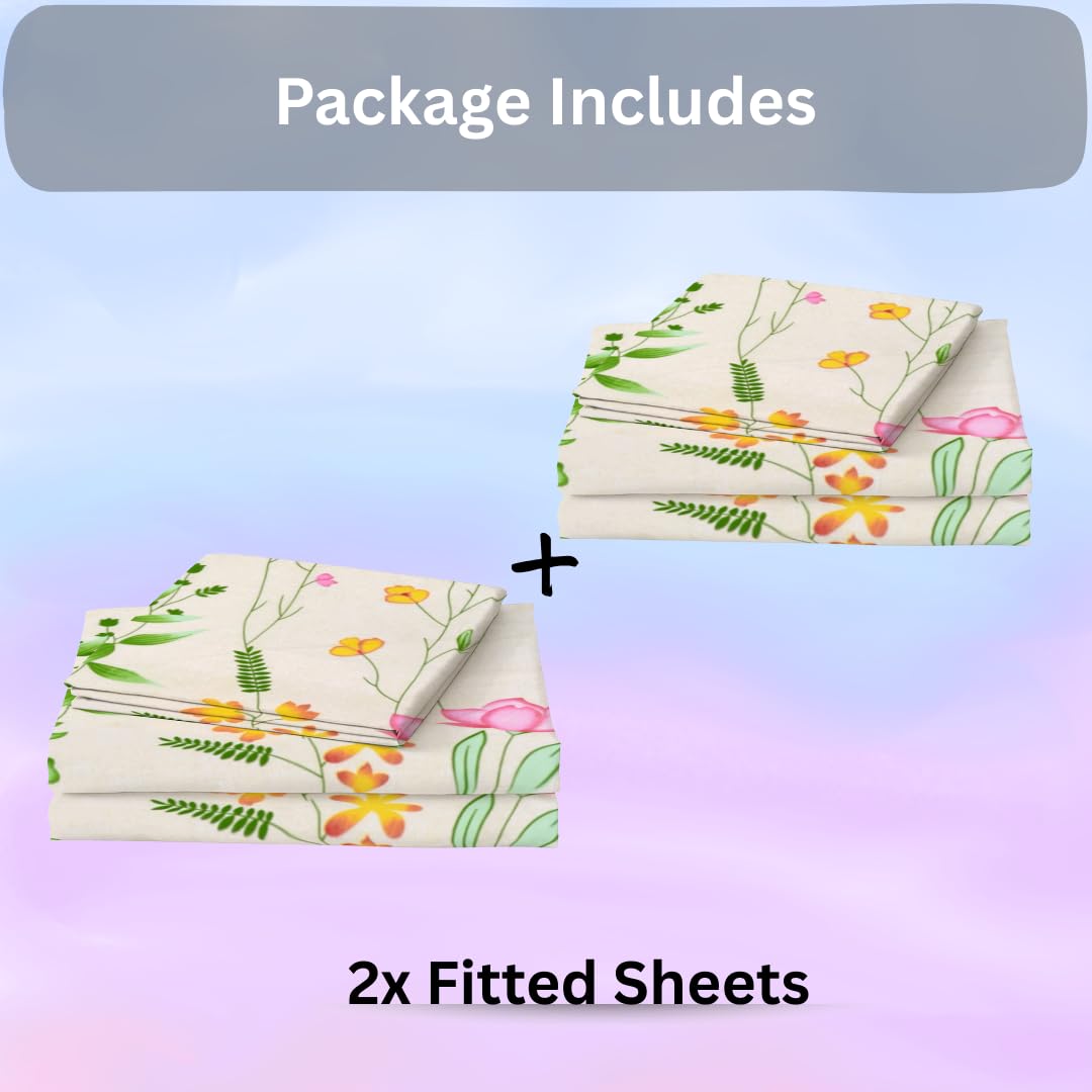 EverSoft Bedding Pack of 2 Super King Fitted Sheets Premium Extra Deep 35cm Pocket Bed Linen Floral Printed Mattress Cover Twin Pack - Image 2