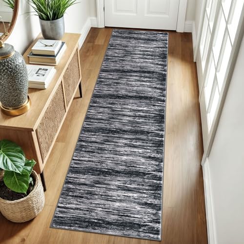 2x8 Black Navy Blue White Modern Abstract Runner Rug for Hallways, Super Soft Hallway Decor Kitchen Rugs with Non-Slip, Non-Shedding Washable Rug for Entryway Bedroom Indoor