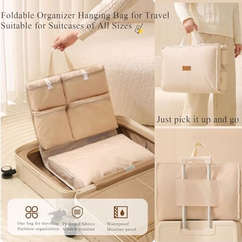 Foldable Travel Clothing Storage Bag,Multifunctional Wall-Mount Organizer Space Saving Hanging Garment Bag for Clothes Bra Underwear Socks,for Travel and Home(Blue)4