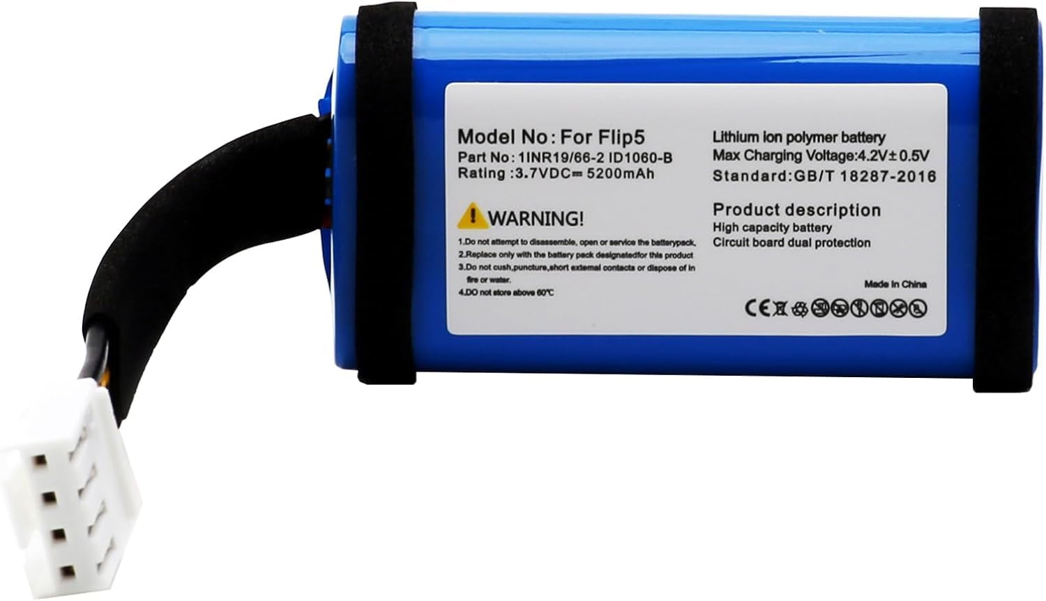 Lipix Battery Compatible for JBL Flip 5, 3.7 V 5200 mAh Li-ion 1INR19/66-2 ID1060-B Battery for JBL Flip 5th Generation Bluetooth Speaker-picture-28