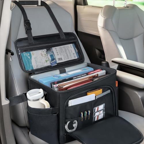 ANILD Front Car Seat Organizer and Office Work Truck Organizer with Multifunctional Pockets and Padded Shoulder Strap Compatible with Cars Trucks and Vans