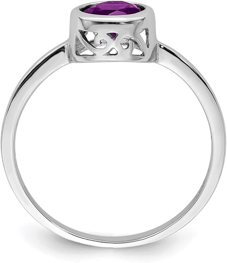 Diamond2Deal 0.75ct Round Cut Amethyst 925 Sterling Silver Engagement Ring