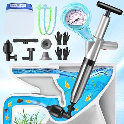 Toilet Plunger, Toilet Clog Remover Heavy Duty, High-Pressure Air Drain unclogger, Powerful Toilet Auger for Bathroom, Drain, Sink, Floor, Kitchen Clogged Pipe Cover