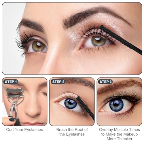 Volume Color Mascara, Black Silk Fiber Eyelash Mascara with Soft Mascara Brush, No Clumping & No Smudging & No Flaking Curling Mascara, Long-Lasting Waterproof Eyelash Mascara with False Lash Effect - Image 5