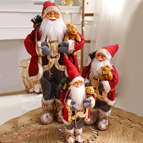 Père Noël en fourrure décoration 45 cm fenêtre maison figurine hiver - 4