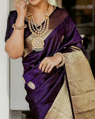 Image of Sugathari Women's Maroon Banarasi Kanchipuram Art Silk Saree for Women - Traditional Wedding & Party Saree with Blouse Piece - Ethnic Indian Silk Saree for Bridal, Festive (KS-156)