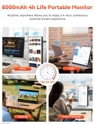 Image of HotYeah 17.3 inch 2.5K Wireless Portable Monitor, Support AirPlay Miracast, 2560x1440P IPS USB-C HDMI External Monitor, 2nd Screen for Laptop MacBook PC Phone Tablet, w /Built-in Battery(3-4H)