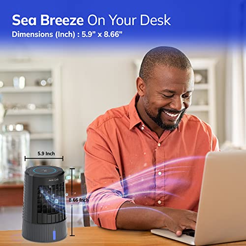 Symphony Arctic Circle Evaporative Air Cooler | Quiet | Powerful | Usb Powered Includes 6 Ft Usb-C Cable | 3-Speed Touch Enabled Multi-Mode Portable For Bedroom, Office, Camping, Rv (Grey) #TOP7