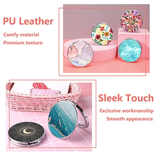 Image of Pocket Mirror, Compact Mirror, Acedada Small Mirror for Purse, Portable Travel Makeup Mirror, Folding Handheld Double-Sided 1x /2x Magnifying Compact Mirror for Women Girls Gift - Black Gilt
