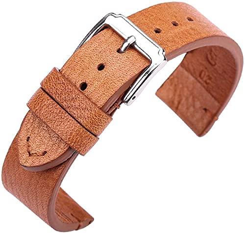 Bracelet de montre 18mm 20mm 22mm rétro en cuir avec boucle acier