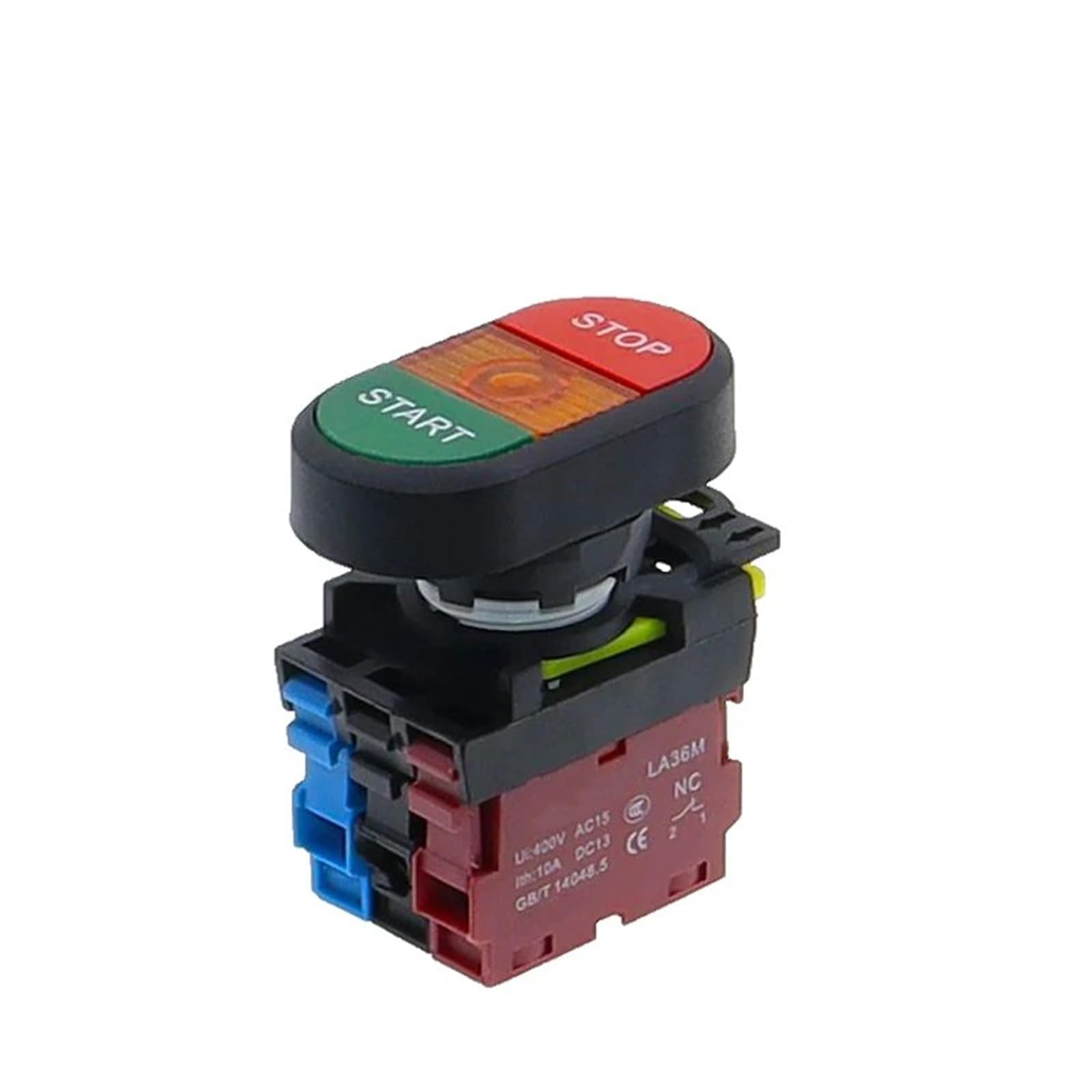LA36M doble pulsación 22mm botón interruptor de Reinicio de dos posiciones 12V24V220V AC encendido/apagado inicio/parada 1 NO 1NC 1 Uds(Start-STOP,2NO2NC,6V)