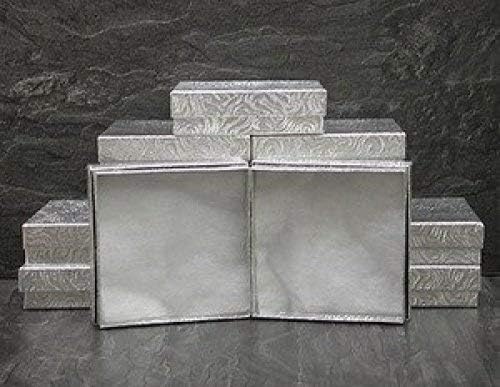 25 Silver Cotton Filled Jewelry Display Gift Boxes 3x3