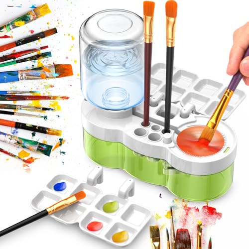 Paint Brush Cleaner Limpiador de Pinceles de Acuarela, caja de Lavado de Pincele Multifuncional con Circuito de Agua, soporte para Pinceles y Paleta, regalos para Pequeños Artistas y Niños
