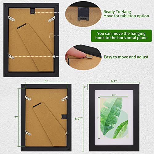 Yueyee 5X7 Picture Frame 2 Packs - Black Solid Wood Picture Frames,Display Photo 3X5 Inch With Mat, 5X7 Inch Without Mat,Photo Frames For Wall Or Tabletop #TOP5