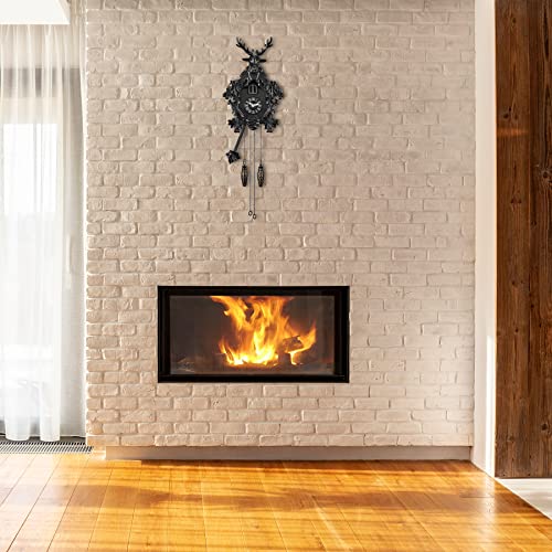 Timegear Cuckoo Clock With Automatic Night Mode, Quartz Movement And Carved Deer Head (Black) #TOP5