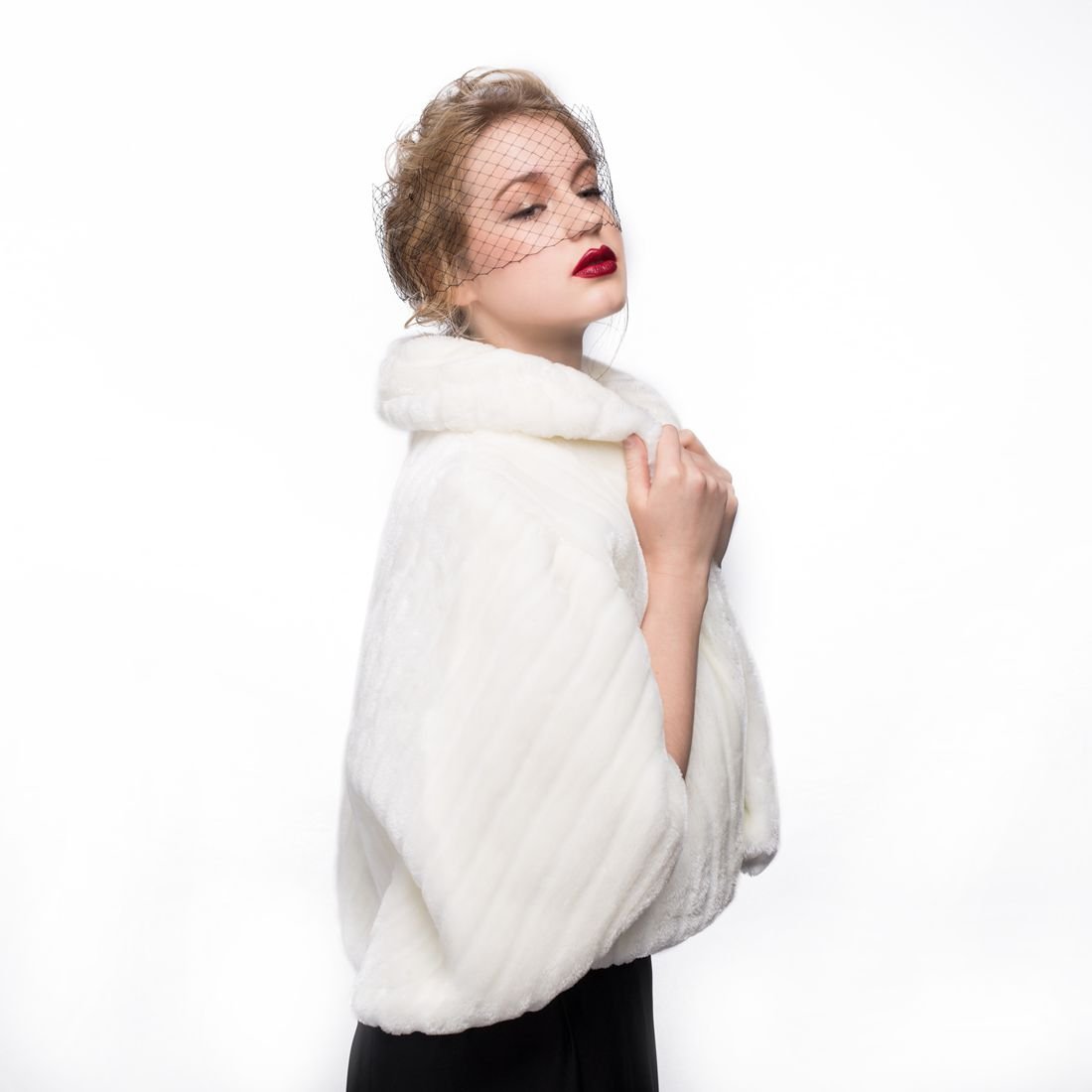 BEAUTELICATE Bufanda Cuello Pelo Mujer Chal Piel Sintética Estola Calentador Cuello para Abrigo Invierno Fiesta Boda