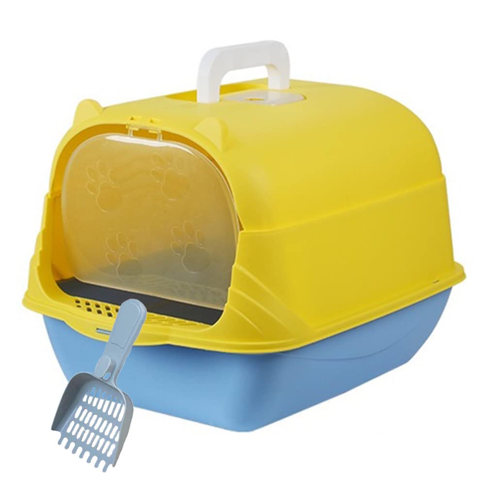 Shiningirl Large Enclosed Cat Litter Box Hooded Litter Box Flip Top Cat Litter Pan Cat Potty with Door Odor Control Cat Toilet Anti-Splash Kitten Litter Boxes