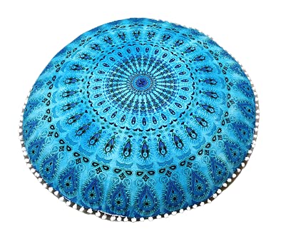 32 Inch Round Pillow Cover Only Floor Cushion Cover Pouf Case Indian Mandala Meditation Cushion Cover Ottoman Home Decor Tie Dye