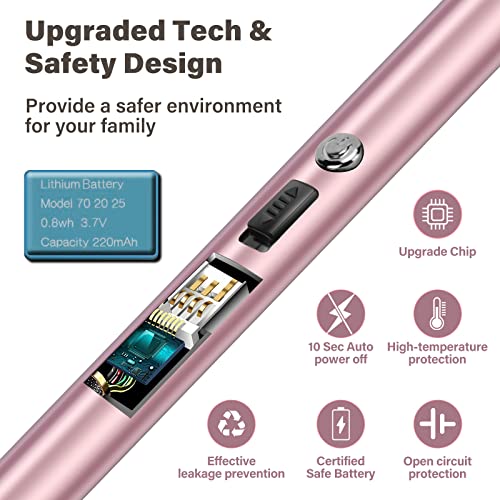 Image of Electric Candle Lighter Windproof USB Rechargeable Flameless Long Neck Lighter for Candles Gas Stove Fireplace BBQ Kitchen Grills (Gold) (Pink)