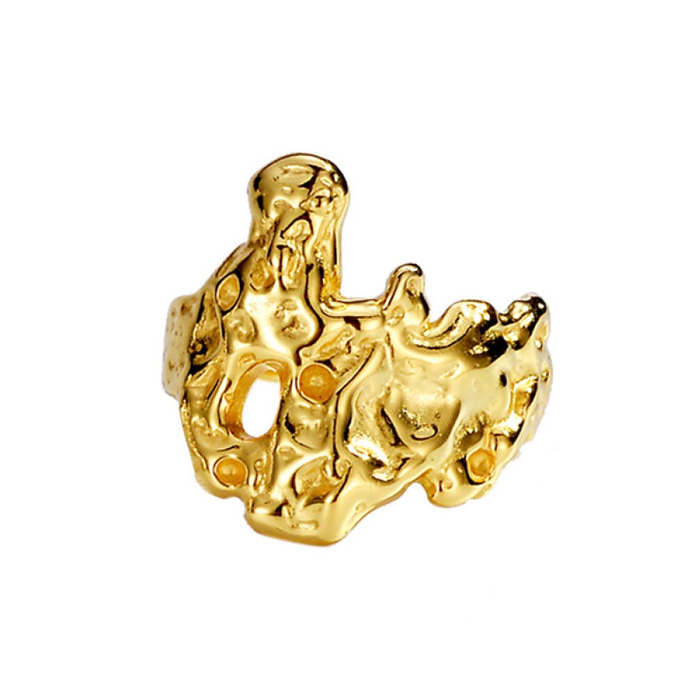 HGJH Anello in Argento Sterling 925,Anelli Regolabili per Le Donne d'oro Modello Martellato 925 Anelli di Eternità Irregolarità FEDI Nuziali Anelli di Promessa per Ragazze Signore