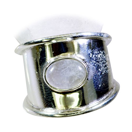 Bague en argent avec pierre de lune arc-en-ciel pour femme taille 48-68 - 2