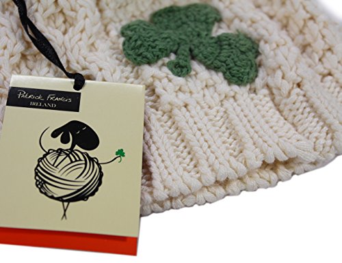 Patrick Francis Irish Celtic Aran Knit Kids Bobble Hat with Shamrock Design4