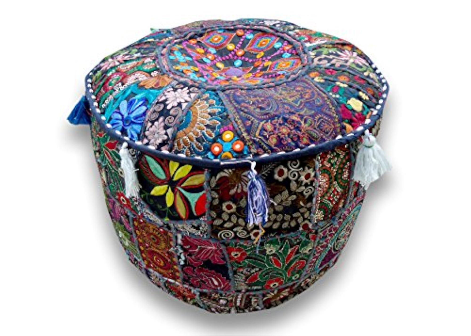 Indian Embroidered Patchwork Decorative Pouf