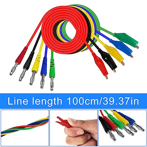 Image of 30Pcs Back Probe Kit 1000V /10A Stainless Steel Back Probe Pins with Alligator Clip Banana Plug to Alligator Clip Copper Test Lead Multi Color Car Test Probe Pins Set for Car
