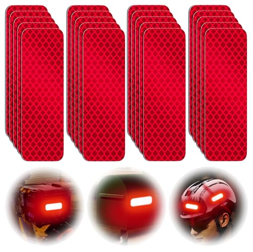 Image of PHIXBEAR 20 Pcs Super Reflection Reflective Stickers, Safety Reflective Tape for Car Bike Mailbox Helmet, Red Tape Outdoor Waterproof 3.15 inch X 1.18 inch