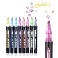 Yolkify Glitter Pens for Kids, 8 Colors Double Line Outline Pens for Gift, Art Supplies, Scrapbook, DIY