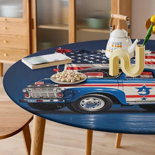 Nappe ronde imprimée pour pique-nique et repas en extérieur avec élastique de 130cm