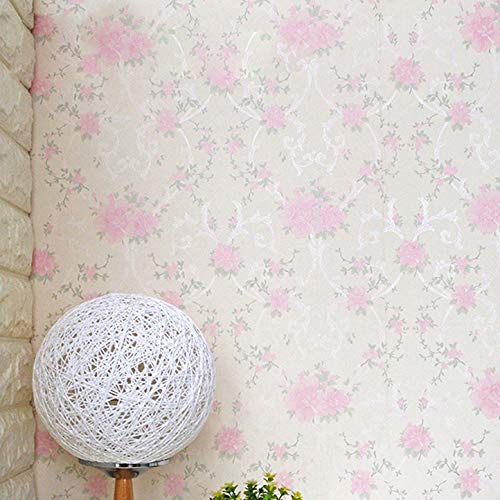 wolpin Wall Stickers Wallpaper Pink Roses (45 x 500 cm) Flower Bouquet Self Adhesive Bedroom Wall Decoration PVC, White
