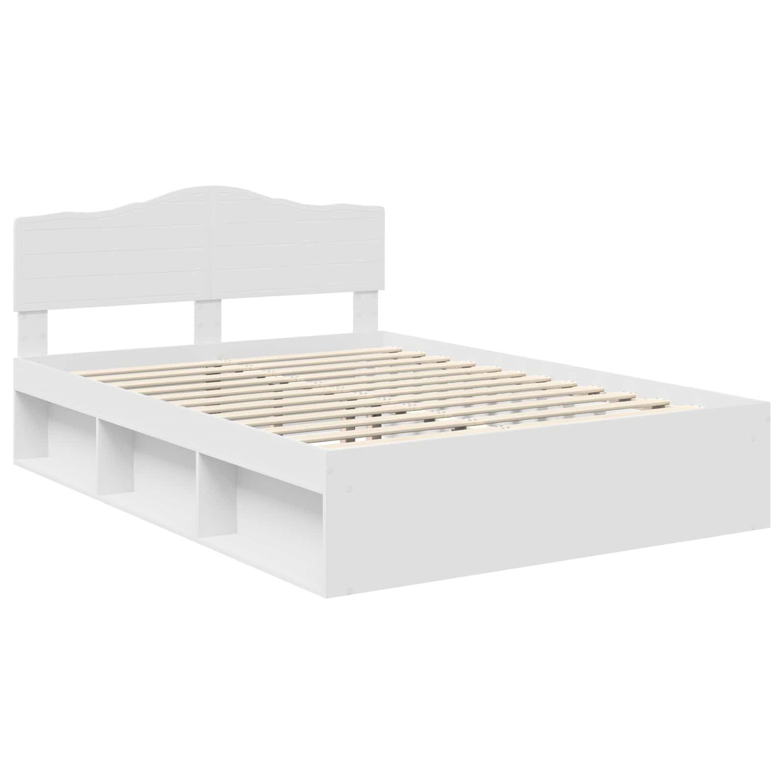 Letto in legno massello bianco 160x200 cm con testiera imbottita struttura moderna in pino per camera da letto matrimoniale con contenitore e doghe reclinabili