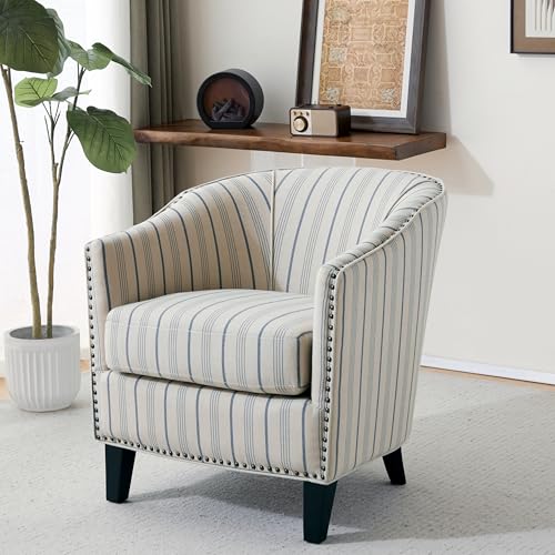 Sillón clásico rayas beige y azul miniatura 1