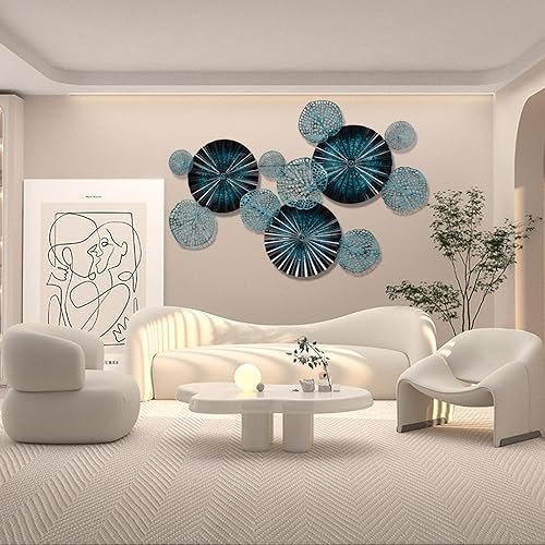 CRDWN Large 3D Wall decor Metal Wall Art 135 * 66cm Botanically Inspired Layered Leaves Wall Sculpture for Living Room Bedroom Kitchen Decor