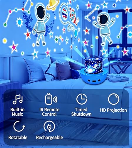 Proyector de luz nocturna para niños con control remoto USB miniatura 6