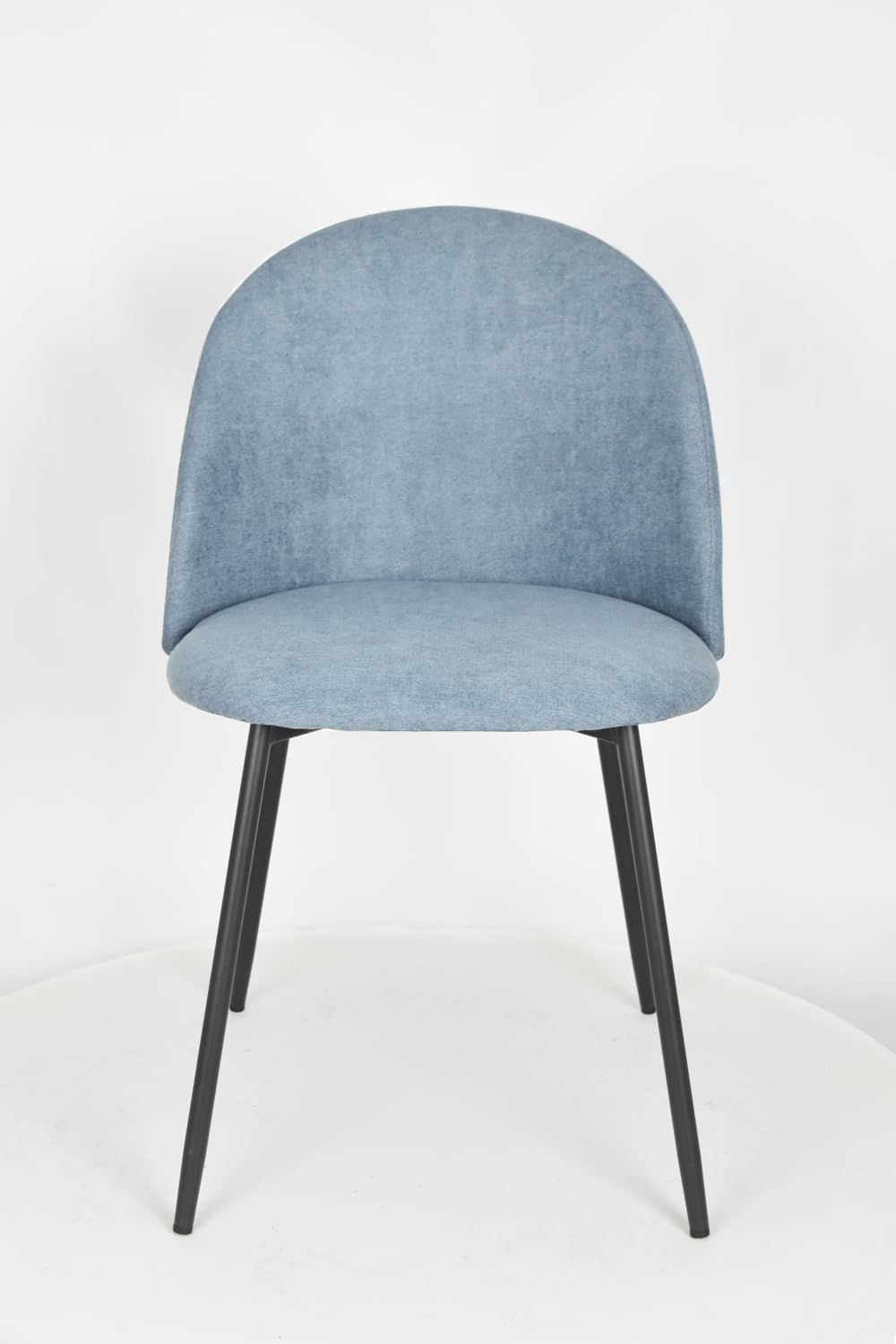Juego de 4 sillas de Comedor Luna con Patas de Acero Negro Mate, Tejido Azul Vaquero
