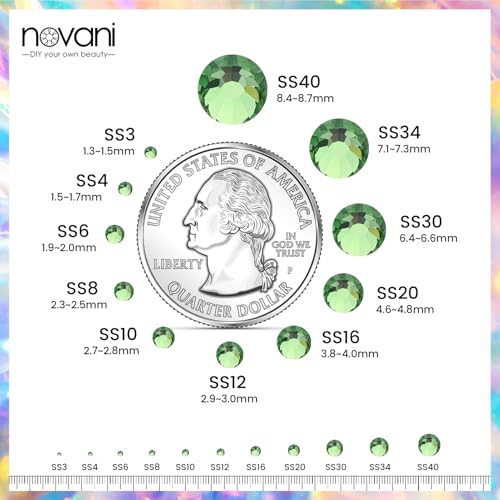 Image of Novani Crystal Rhinestones, Flatback Loose Gemstones 288pcs Glass Rhinestones for Clothes Shoes Crafts Makeup Nail Art and DIY Decorations(SS30, Light Green)