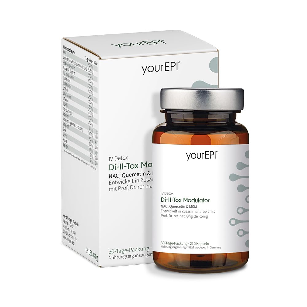 NatuGena yourEBI Di-II-Tox-Modulator, NAC, Quercetin & MSM (Methylsulfonylmethan), Lysin, Taurin, Selen, Vitamin E, 210 Kapseln (30 Tage Packung)