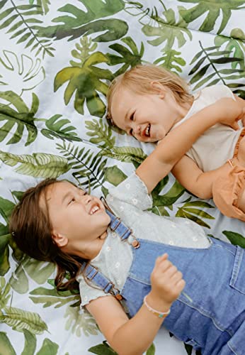 Image of Little Unicorn 5'x10' XL Outdoor Family Picnic & Beach Blanket | Durable & Water-Resistant Fabric | Compact Fold & Easily Wipes Clean | Zipper Pocket (Tropical Leaf)